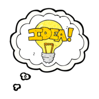 hand drawn thought bubble textured cartoon idea light bulb symbol png