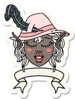 sticker of a singing elf bard character face with banner png