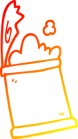 warm gradient line drawing of a cartoon open can of food png