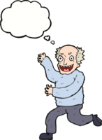 cartoon evil old man with thought bubble png