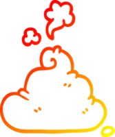 warm gradient line drawing of a cartoon poop png