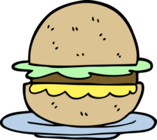 handgezeichneter Cartoon-Burger im Doodle-Stil png