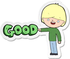 sticker of a cartoon man pointing out the good png