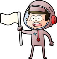 caricatura, sorprendido, astronauta, ondear, bandera png