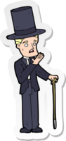 sticker of a cartoon man wearing top hat png