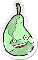 retro distressed sticker of a cartoon happy pear png