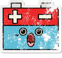 distressed sticker of a cute cartoon car battery png