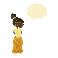 cartoon pretty victorian woman with thought bubble png