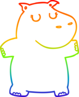 regenboog helling lijn tekening van een tekenfilm nijlpaard png