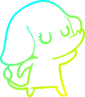 cold gradient line drawing of a cute cartoon elephant png