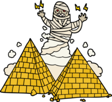 cartoon mummy and pyramids png