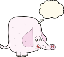 Cartoon rosa Elefant mit Gedankenblase png