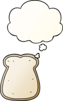 cartoon slice of bread with thought bubble in smooth gradient style png