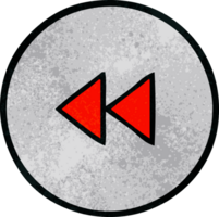 retro grunge texture cartoon of a rewind button png