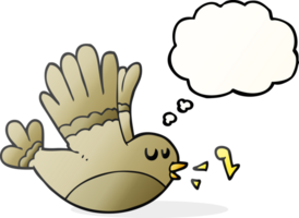 hand drawn thought bubble cartoon singing bird png
