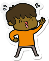 sticker of a cartoon laughing boy png