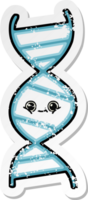 distressed sticker of a cute cartoon DNA strand png