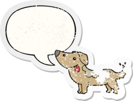 cartoon dog with speech bubble distressed distressed old sticker png