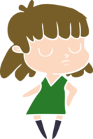 femme indifférente de dessin animé de style plat couleur png