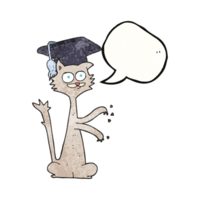 hand speech bubble textured cartoon cat scratching with graduation cap png