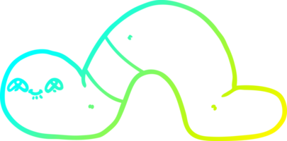 cold gradient line drawing of a cartoon worm png