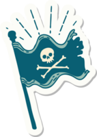 autocollant d'un style de tatouage agitant un drapeau pirate png