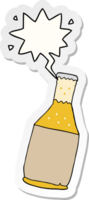 dessin animé Bière bouteille avec discours bulle autocollant png