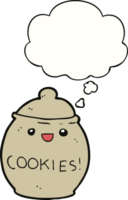cute cartoon cookie jar with thought bubble png