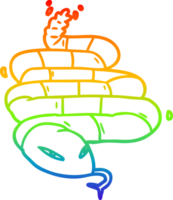 rainbow gradient line drawing of a cartoon poisonous snake png