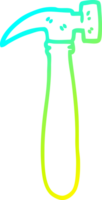 cold gradient line drawing of a cartoon hammer png