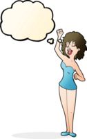 cartoon dancing woman with thought bubble png