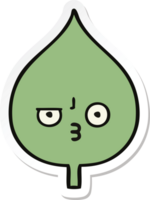 pegatina de una linda hoja expresiva de dibujos animados png