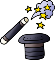 cartoon doodle magicians hat and wand png