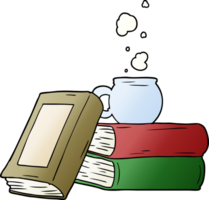 cartoon coffee cup and study books png