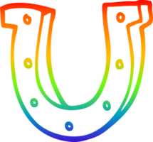 rainbow gradient line drawing of a cartoon horse shoe png