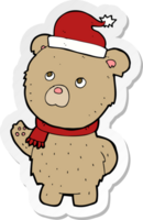 sticker of a cartoon christmas teddy bear png