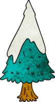 hand drawn textured cartoon doodle single snow covered tree png