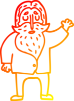 warm gradient line drawing of a cartoon bearded man png