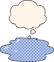 dibujos animados charco de agua con pensamiento burbuja en cómic libro estilo png