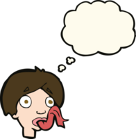cartoon head sticking out tongue with thought bubble png