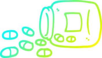 cold gradient line drawing of a cartoon jar of pills png