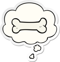 cartoon bone with thought bubble as a printed sticker png