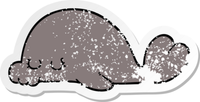 distressed sticker of a cartoon seal png