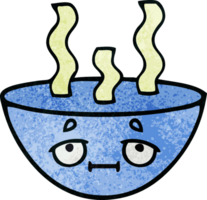 retro grunge texture cartoon of a bowl of hot soup png