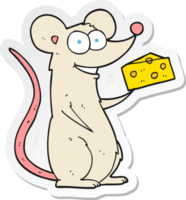 sticker of a cartoon mouse with cheese png