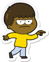 sticker of a cartoon annoyed man png