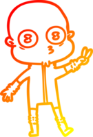 warm gradient line drawing of a cartoon weird bald spaceman png