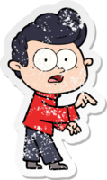 distressed sticker of a cartoon staring man png