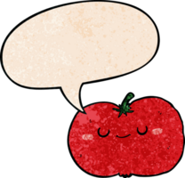 desenho animado maçã com discurso bolha dentro retro textura estilo png