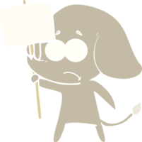 flat color style cartoon unsure elephant with protest sign png